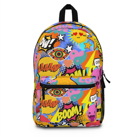 Colorful Pop Art Backpack, Trendy School Bag, Youthful Tote, Funky Travel Backpack, Gift for Teens, Vibrant Fashion Accessory