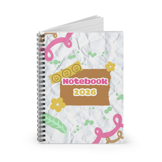 Colorful Spiral Notebook for Creative Minds, Cute Journal for School, Ideation, and Gift, Spring Vibes, Sketchbook, Daily Planner