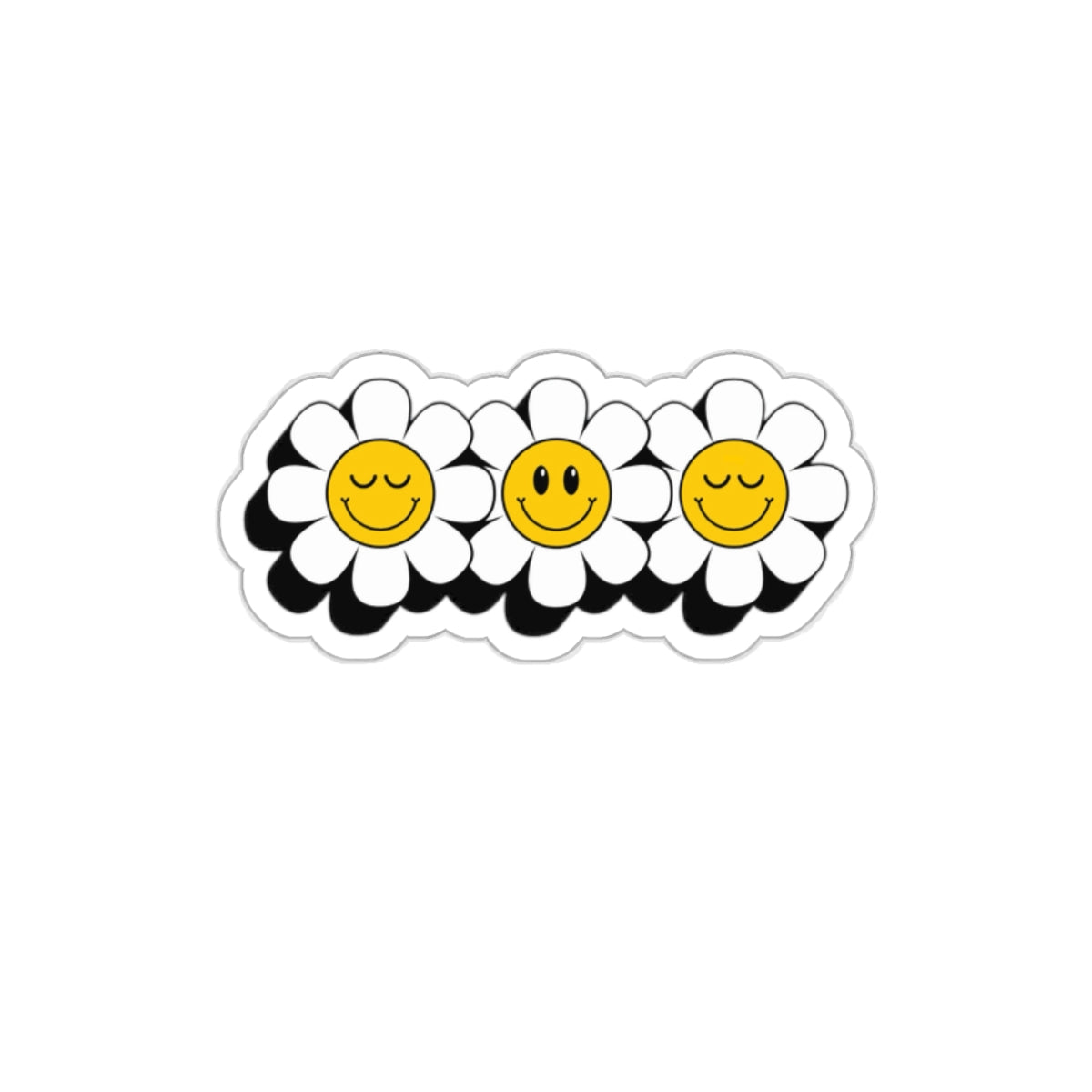 Cheerful Flower Stickers, Die-Cut Floral Decals for Laptops, Water Bottles, Smiley Face Stickers, Cute Gift for Friends, Spring Decor