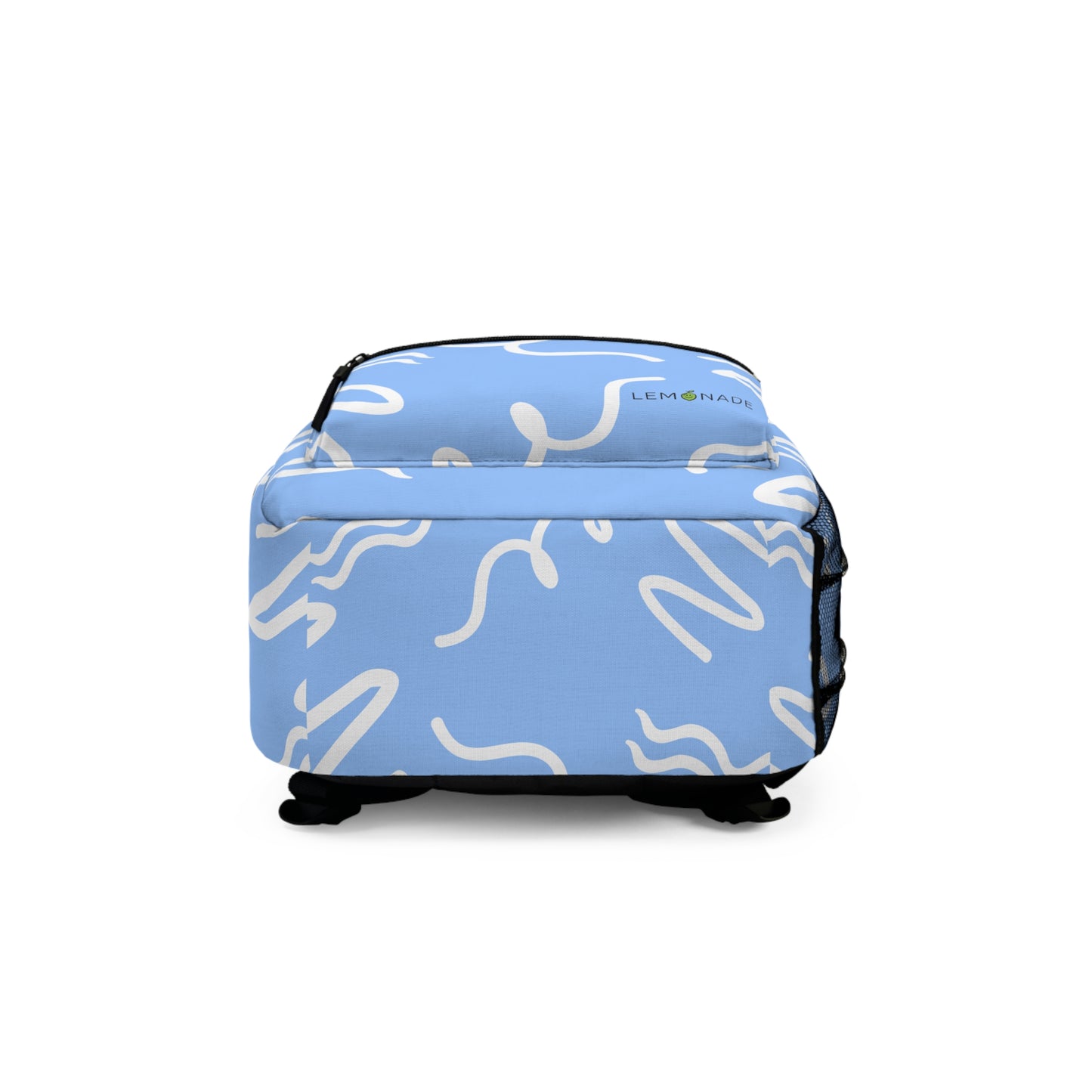 Blue Backpack with Sunflower Design.