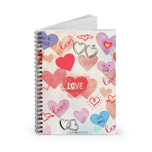 Romantic Spiral Notebook - Love Notes, Heart Designs, Perfect for Gifts, Journaling, Valentine’s Day, Cute Stationery
