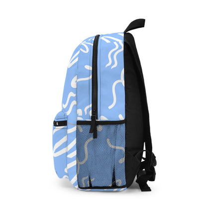 Blue Backpack with Sunflower Design.