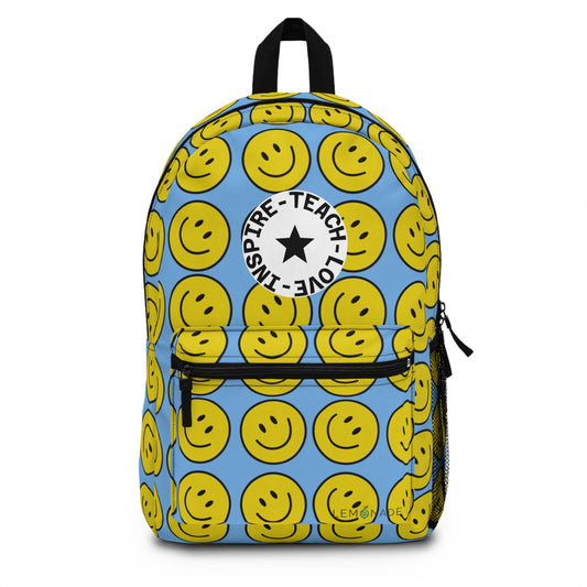 Smiley Face Backpack - Fun, Inspirational School Bag, Perfect for Kids' Gifts, Back to School, Sunshine Vibes, Unique Design