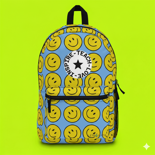 Smiley Face Backpack - Fun, Inspirational School Bag, Perfect for Kids' Gifts, Back to School, Sunshine Vibes, Unique Design